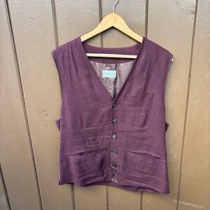 Brunello Cucinelli Waistcoat Mens Size 56 Red Striped 100% Wool Italy Made